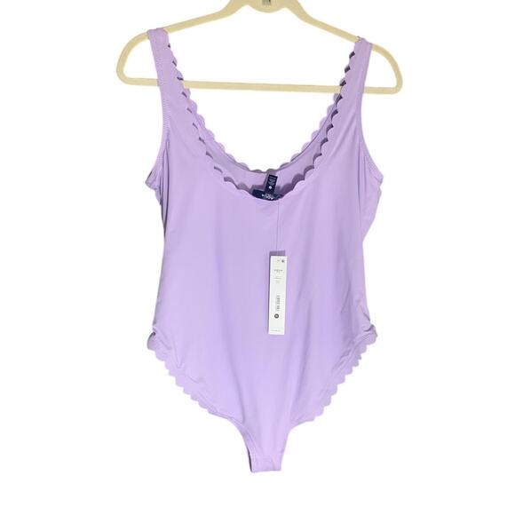 Aqua Swimwear Scalloped One pc Swimsuit NWT XL Light Lilac - Picture 7 of 10